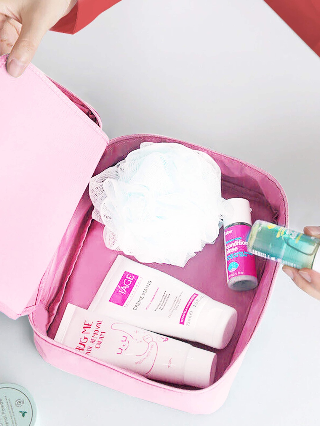 

Awestuffs Makeup Organizer Travel Toiletry Kit, Pink