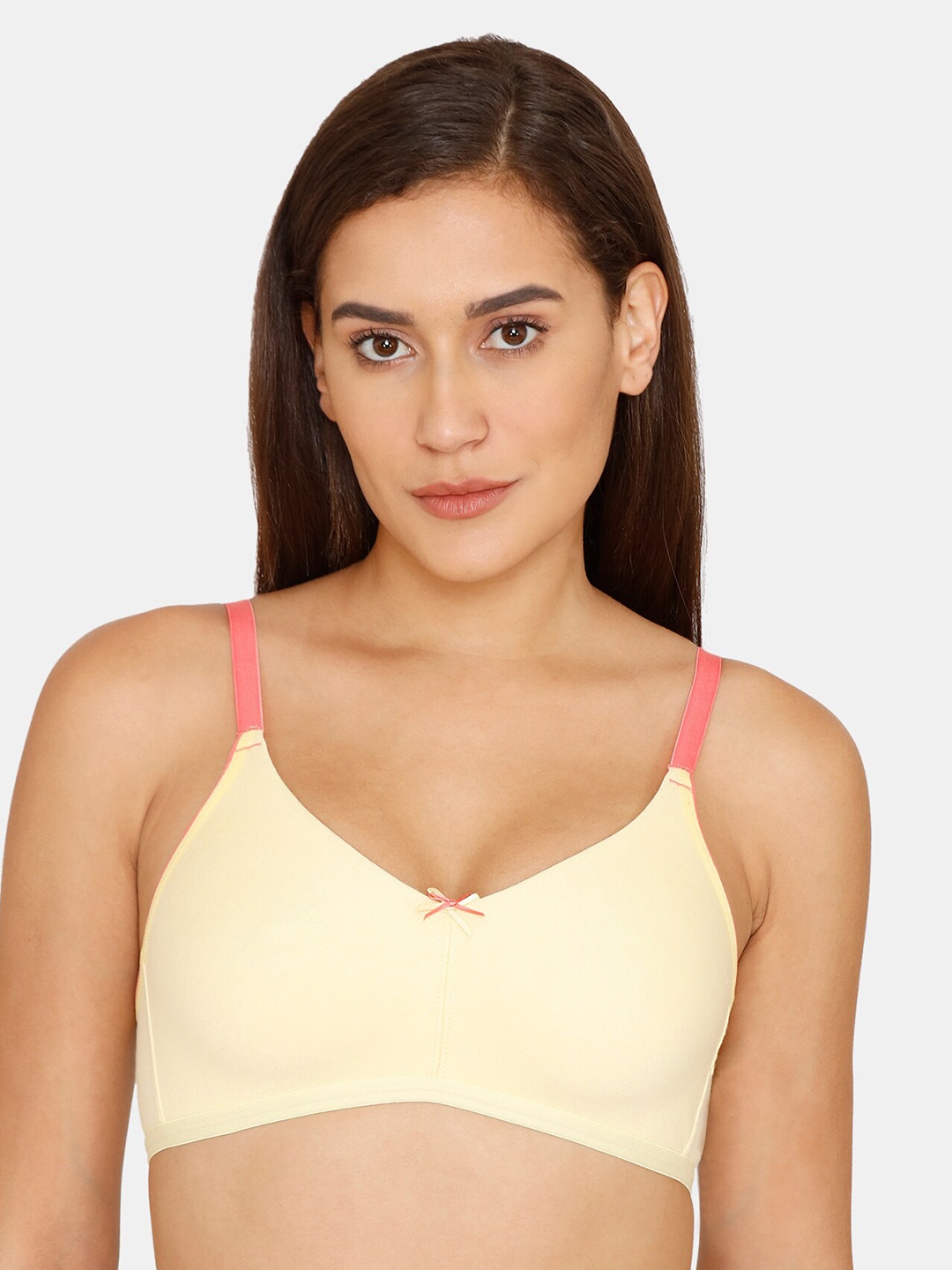 

Zivame Yellow & Pink Non-Padded Non Wired T-Shirt Bra