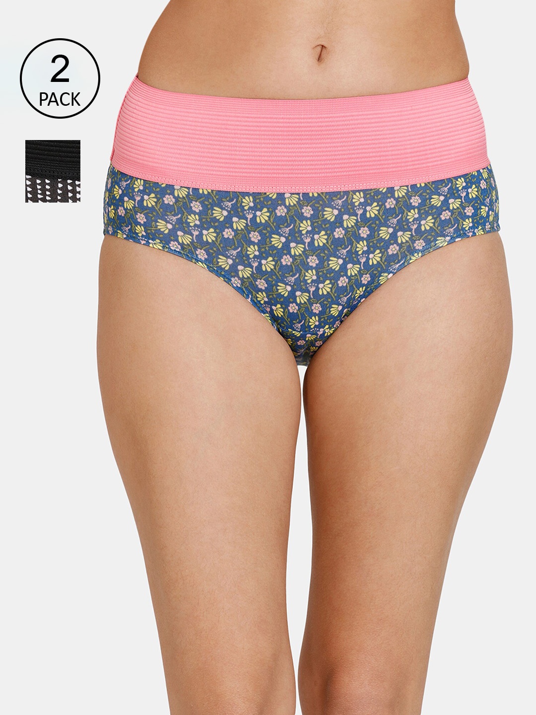 

Zivame Women Assorted Pack of 2 High Rise Hipster Briefs, Multi