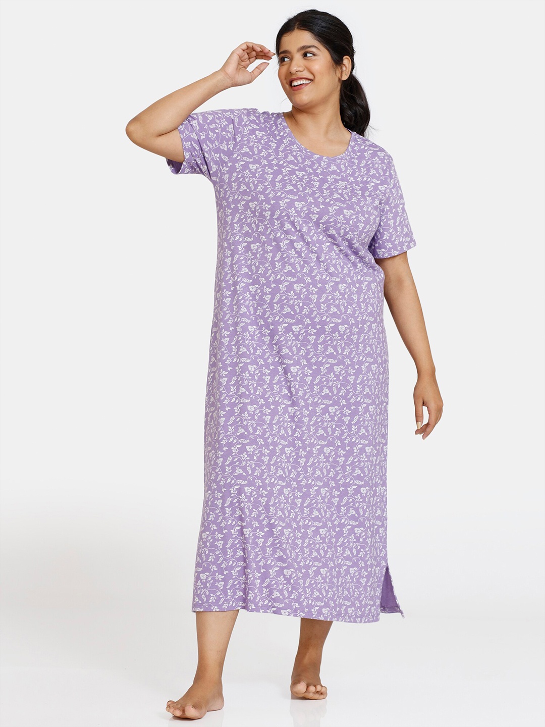 

Zivame Purple Printed Nightdress