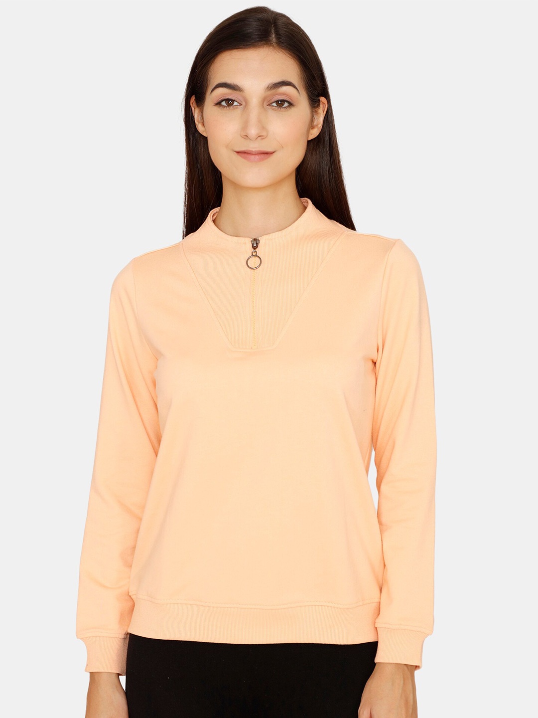 

Zivame Women Solid Mandarin Collar Top, Pink