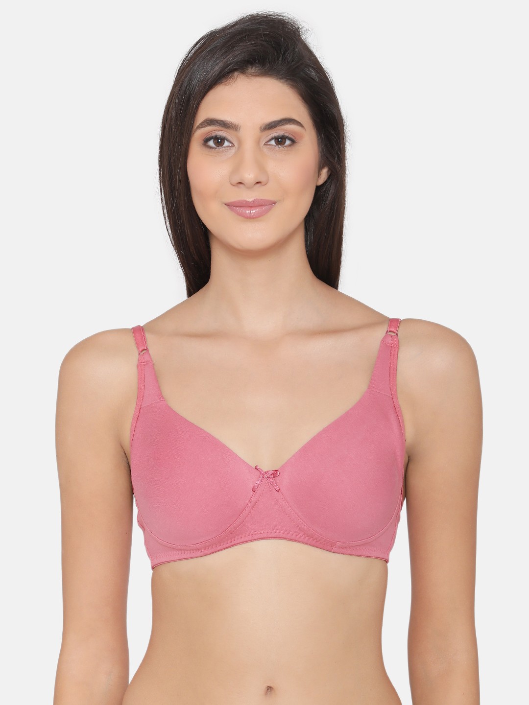 

Clovia Cotton Rich Non-Padded Non-Wired Bra With Double Layered Cups, Pink