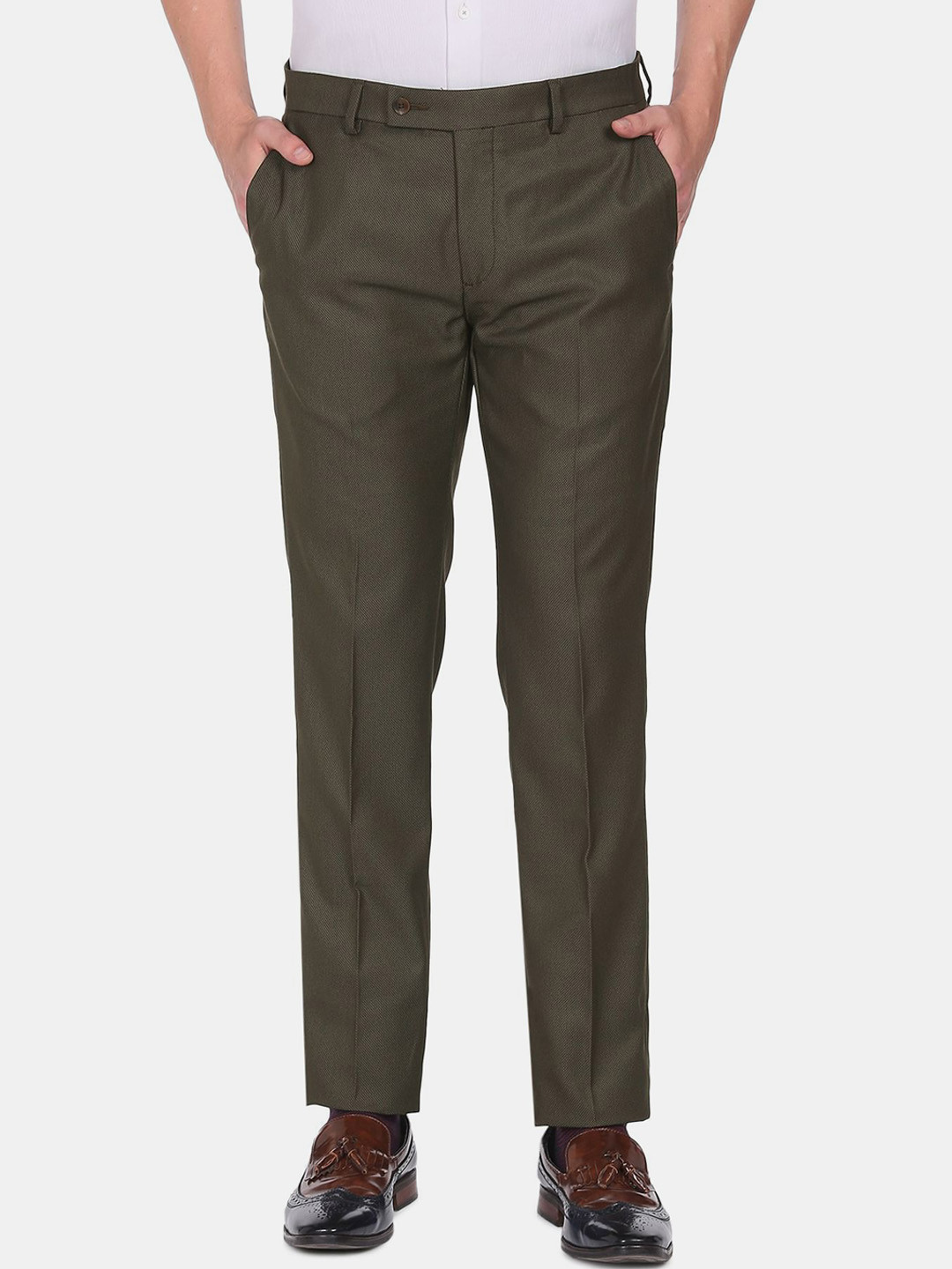 

Arrow Men Olive Green Formal Trouser