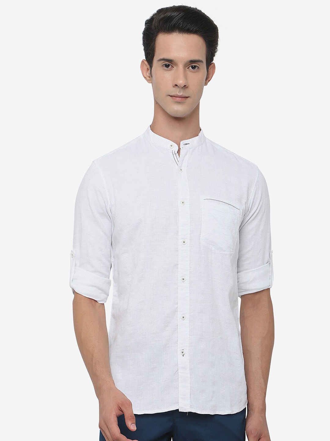 

JADE BLUE Men Slim Fit Pure Cotton Casual Shirt, White