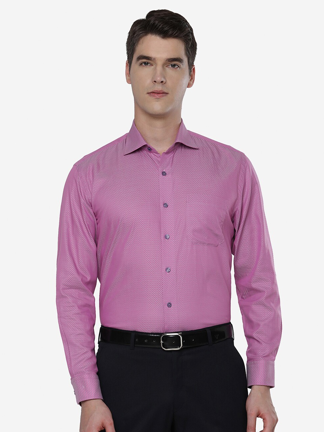 

JADE BLUE Men Solid Pure Cotton Formal Shirt, Pink