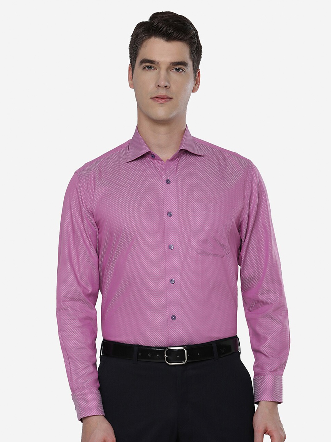 

JADE BLUE Men Pink Pure Cotton Formal Shirt