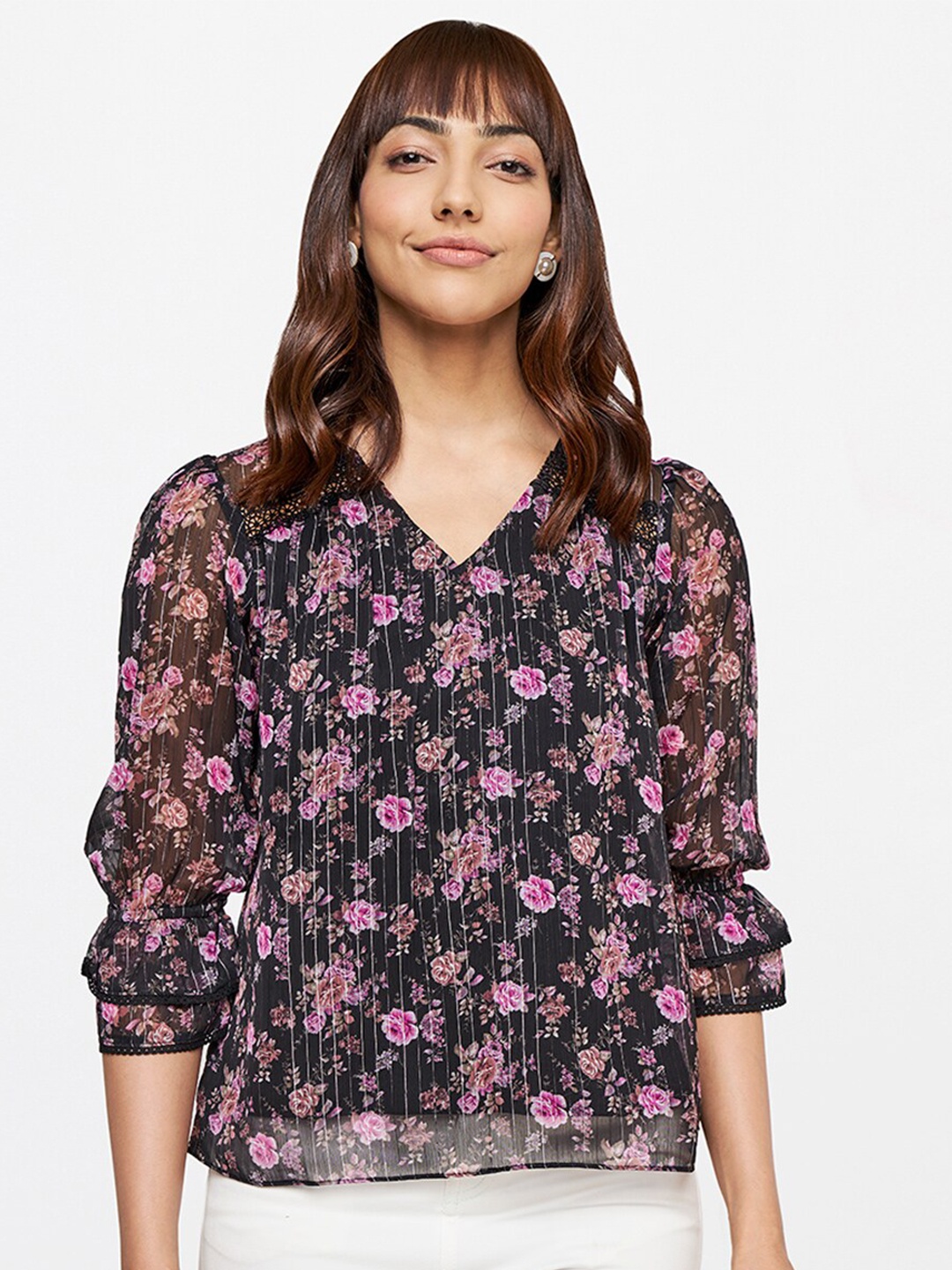 

AND Women Multicoloured Floral Printed Top, Multi