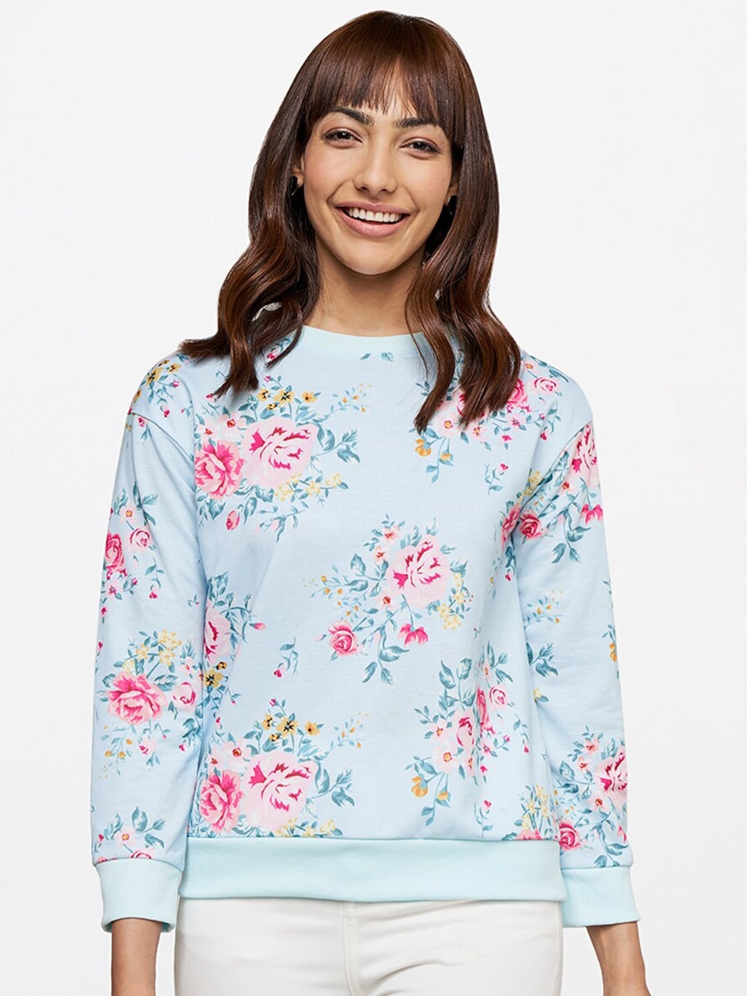 

AND Women Floral Printed Top, Blue