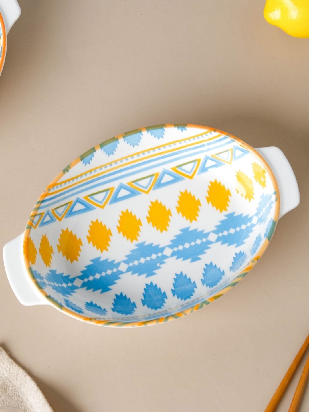 

Nestasia Mandala Oval Baking Dish With Handle, White