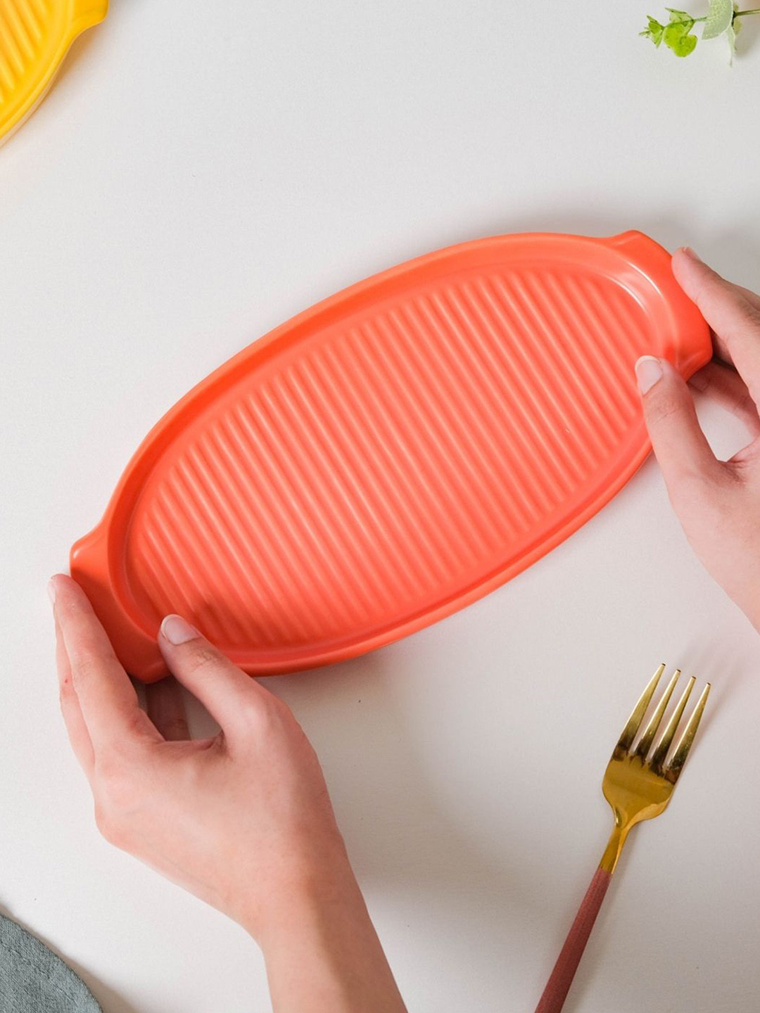 

Nestasia Orange Sherbet Ceramic Grill Platter