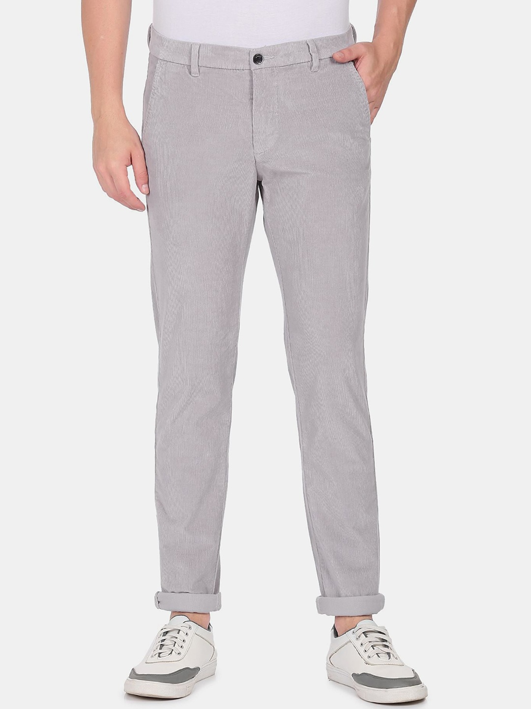 

Arrow Sport Men Grey Slim Fit Low-Rise Corduroy Trouser