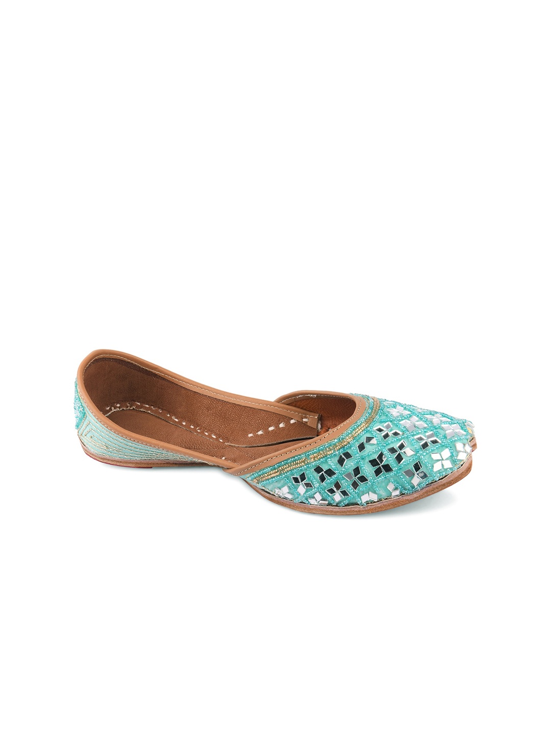 

DESI COLOUR Women Embellished Ethnic Mojaris Flats, Sea green