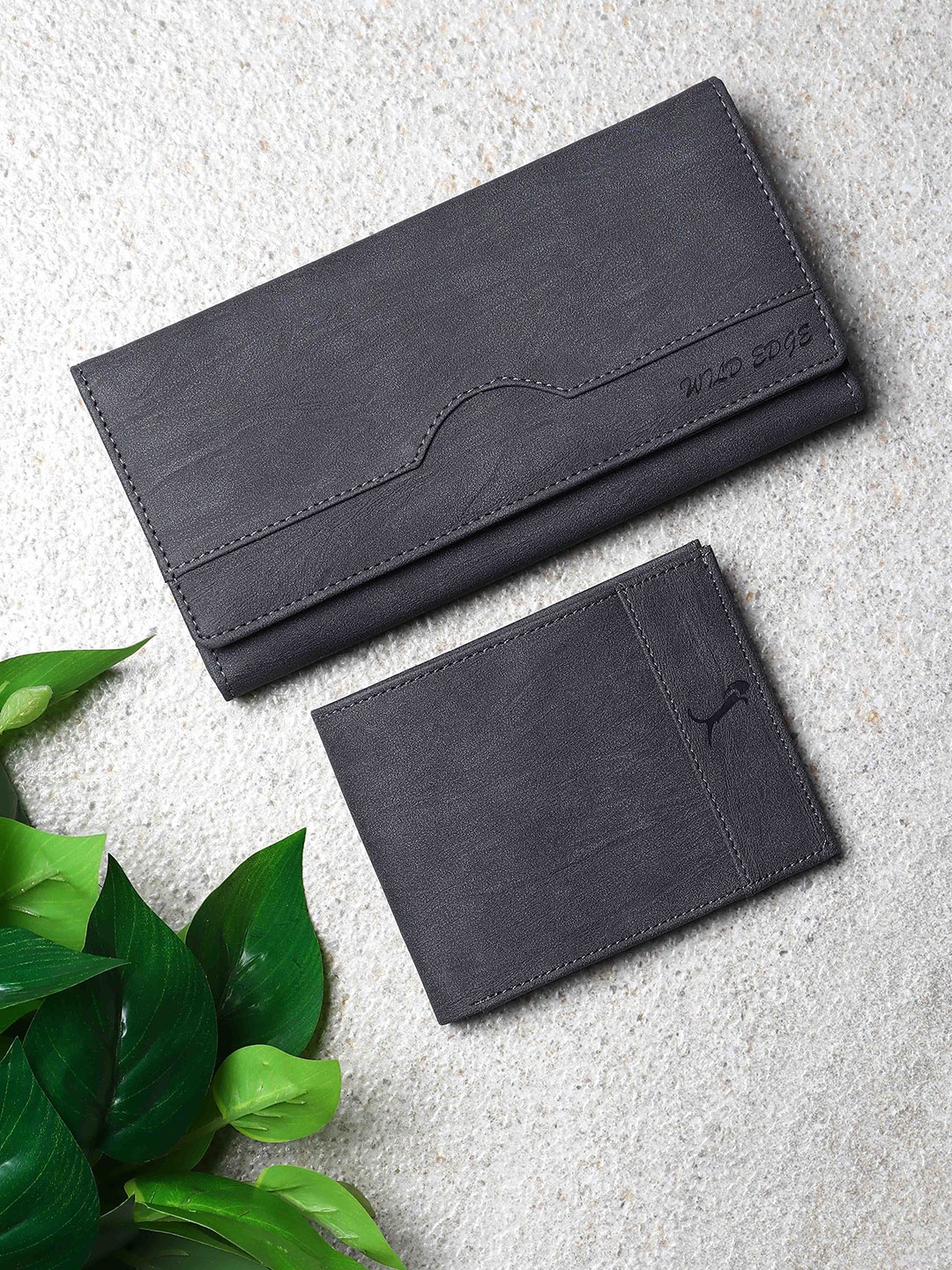 

WILD EDGE Unisex Grey Solid Leather Accessory Gift Set COMBO ARSH LTHR GREY 2-GREY