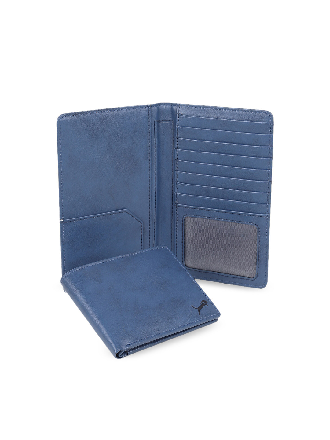 

WILD EDGE Unisex Set Of 2 Two Fold Wallet & Passport Holder, Blue