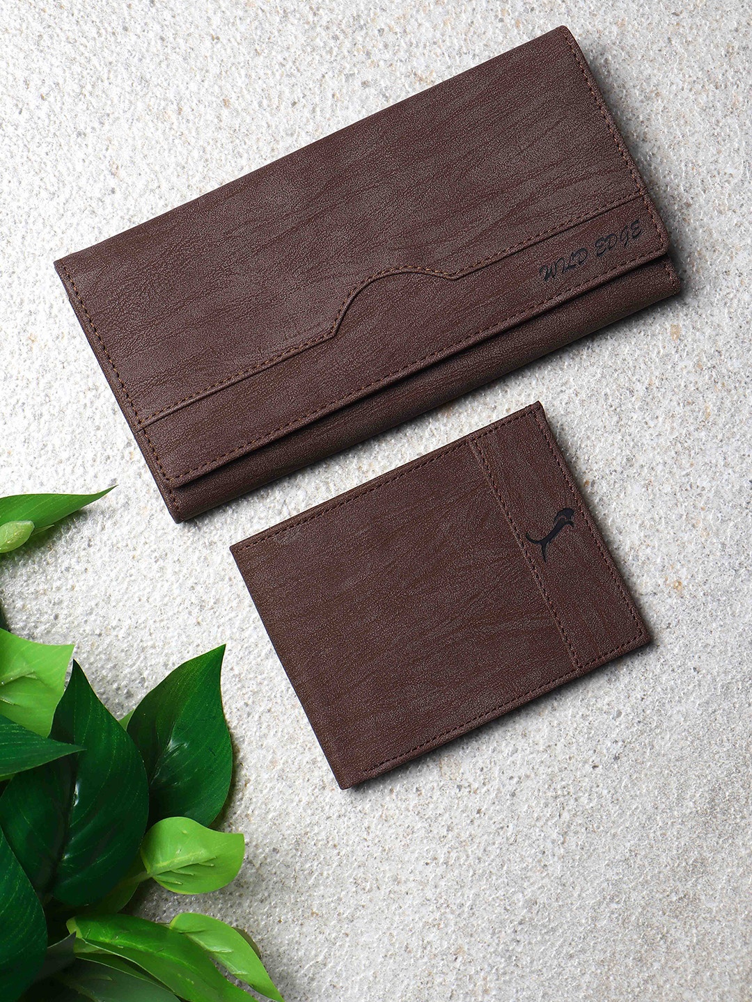 

WILD EDGE Unisex Brown Leather Wallet and Card Holder COMBO ARSH LTHR BRW 3-BROWN