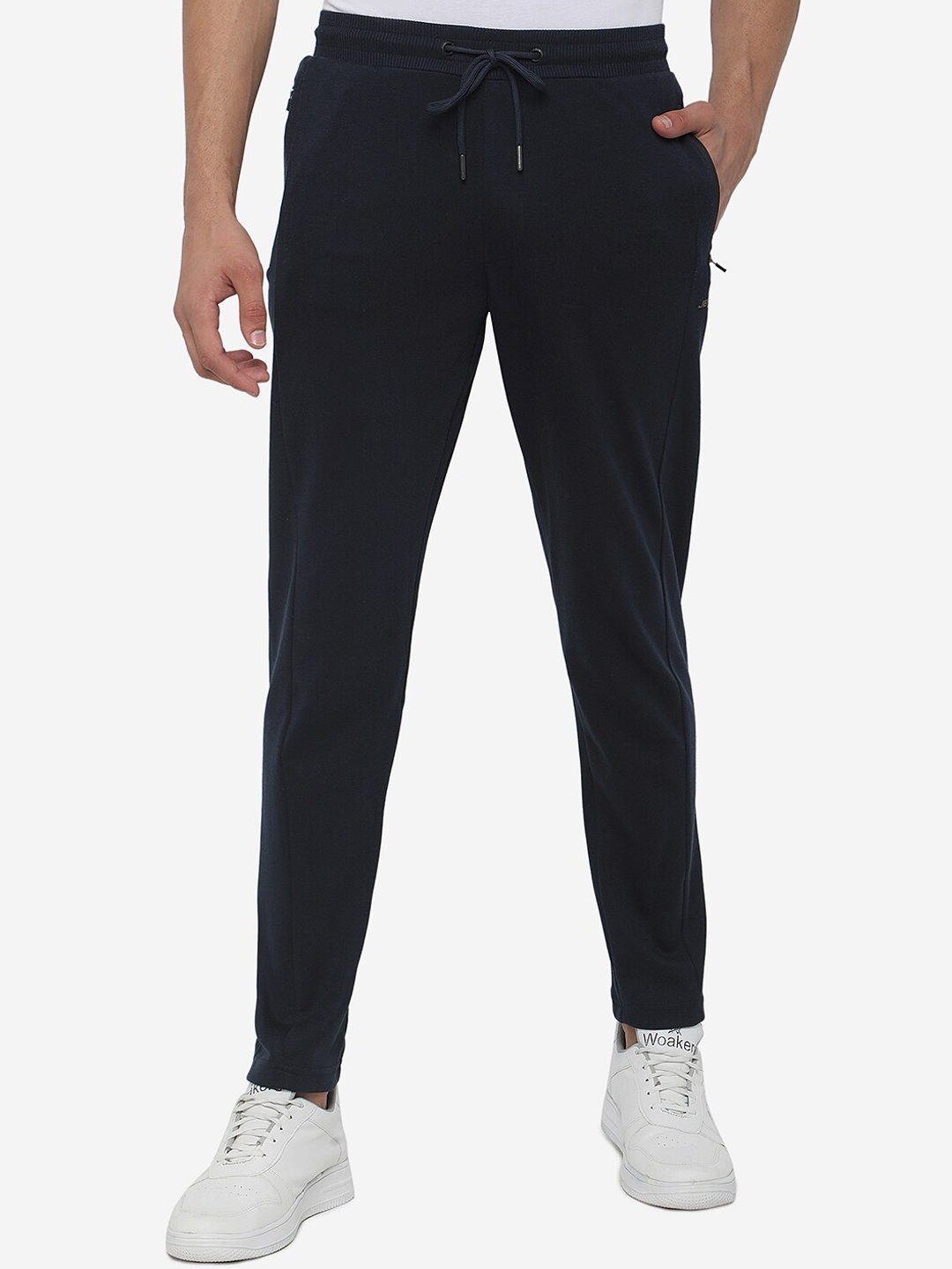 

JADE BLUE Men Blue Solid Cotton Track Pants