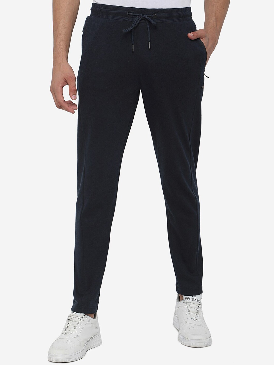 

JADE BLUE Men Navy Blue Slim Fit Solid Cotton Track Pants