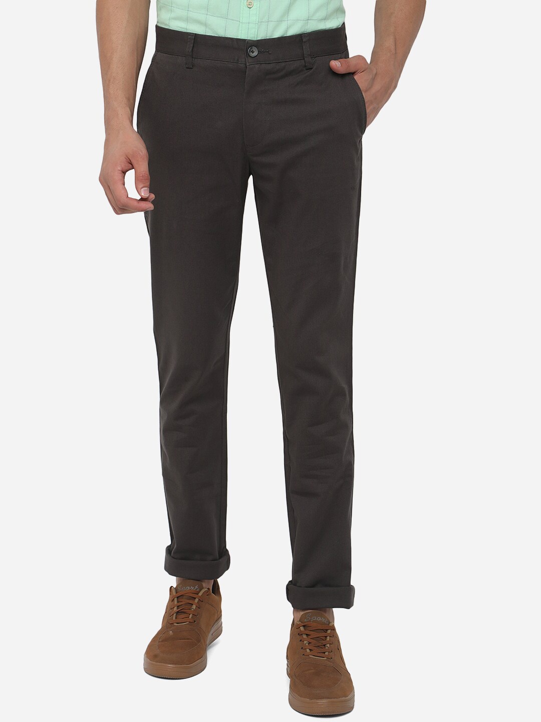

Greenfibre Men Slim Fit Casual Trousers, Brown