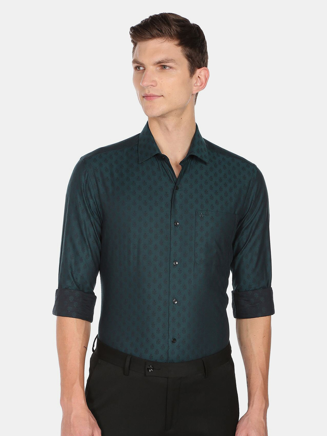 

Arrow Men Slim Fit Floral Formal Shirt, Green