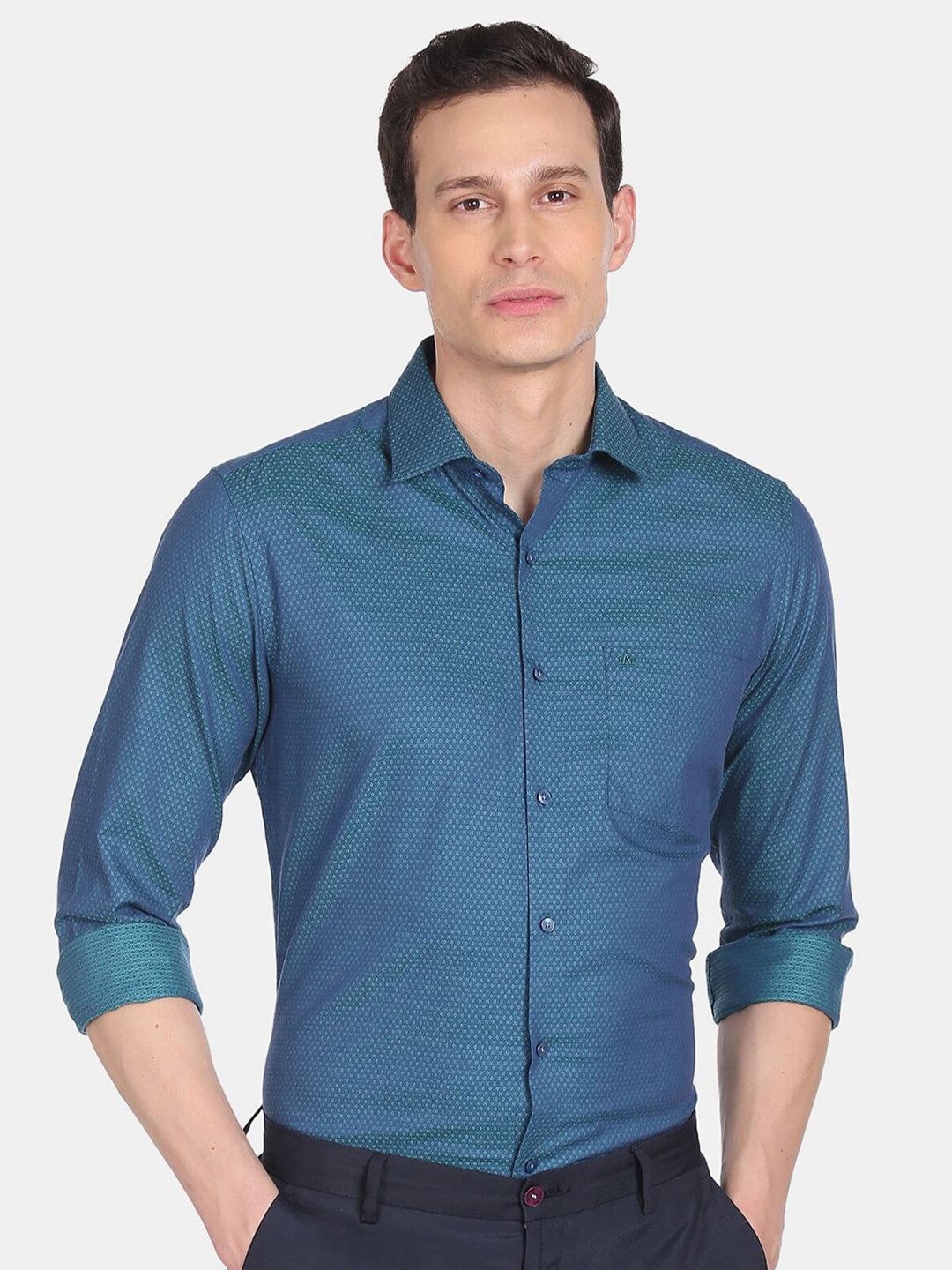 

Arrow Men Regular Fit Ethinc Motifs Formal Shirt, Green