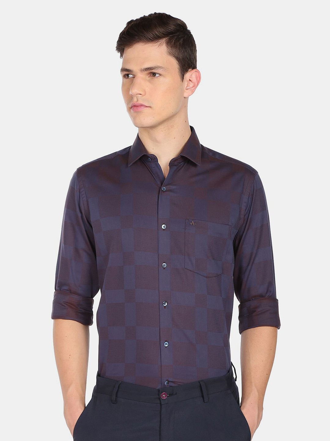 

Arrow Men Slim Fit Checked Formal Shirt, Blue