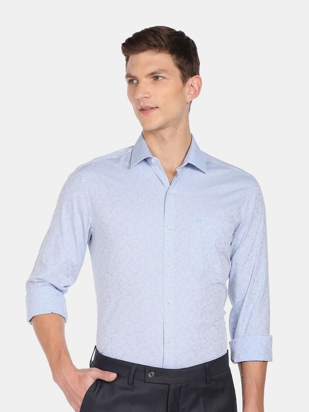 

Arrow Men Slim Fit Floral Cotton Formal Shirt, Blue