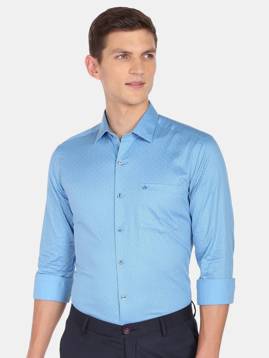 

Arrow Men Slim Fit Printed Cotton Formal Shirt, Blue