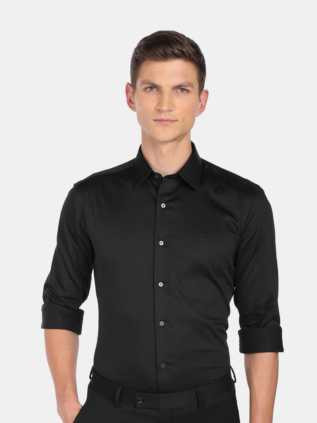 

Arrow New York Men Slim Fit Solid Formal Shirt, Black