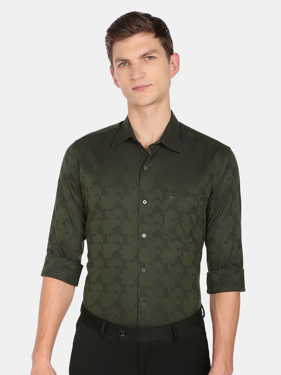 

Arrow New York Men Slim Fit Cotton Formal Shirt, Green
