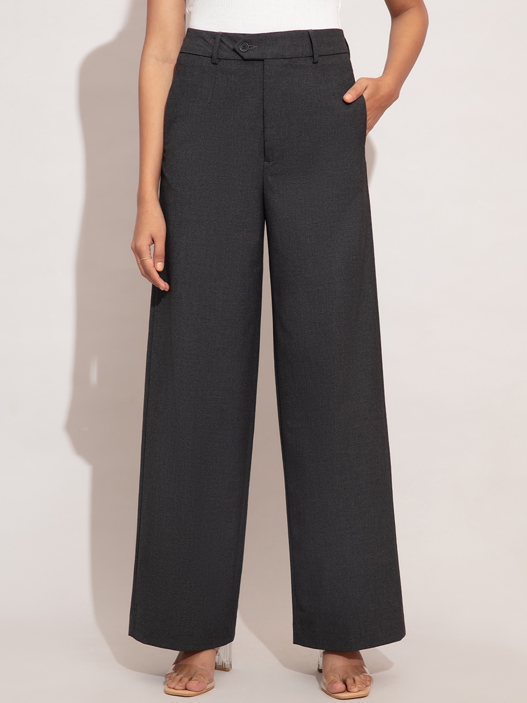 

20Dresses Women Grey High-Rise Trousers