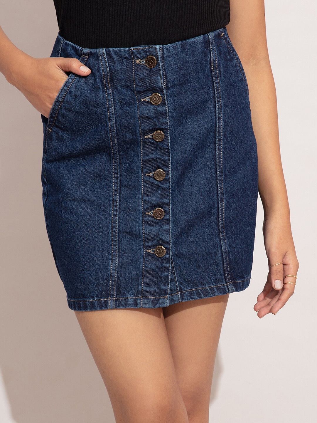 

20Dresses Women Navy Blue Short Denim Skirt