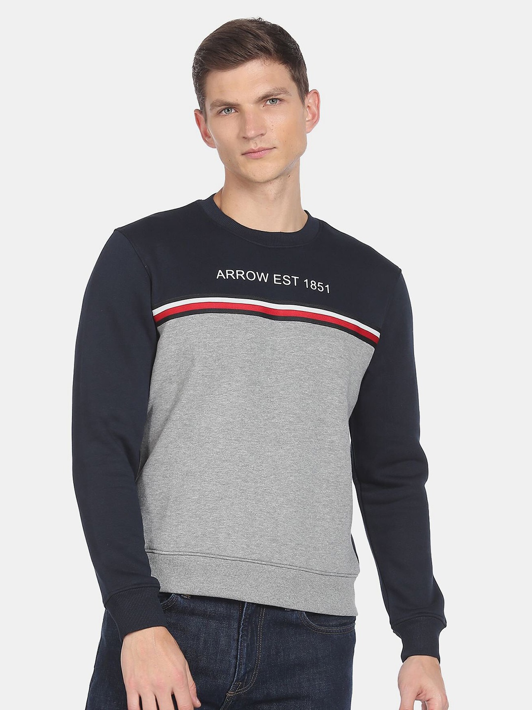 

Arrow Sport Men Printed Sweatshirt, Grey