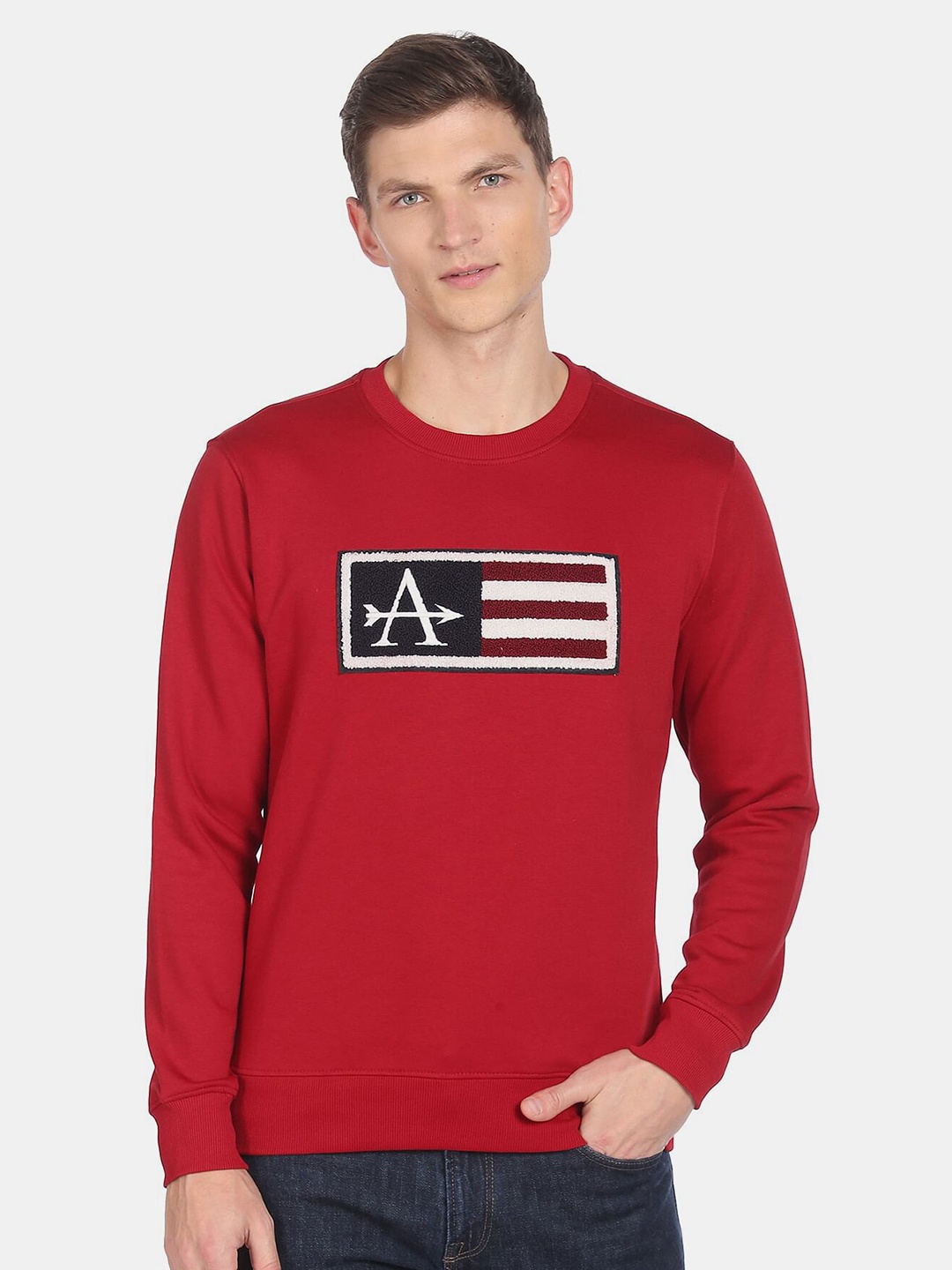 

Arrow Sport Men Applique Sweatshirt, Red