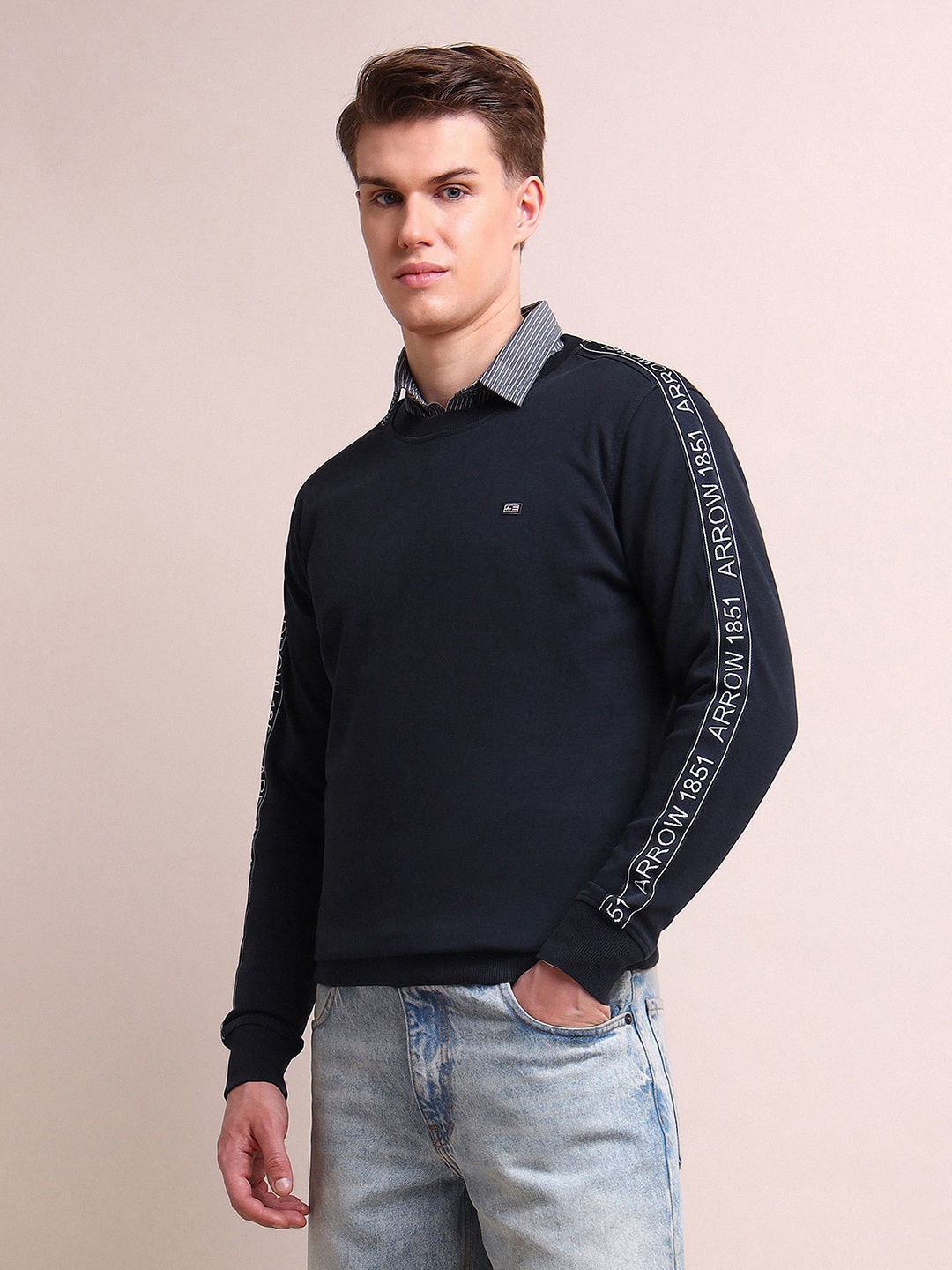 

Arrow Sport Men Solid Sweatshirt, Navy blue