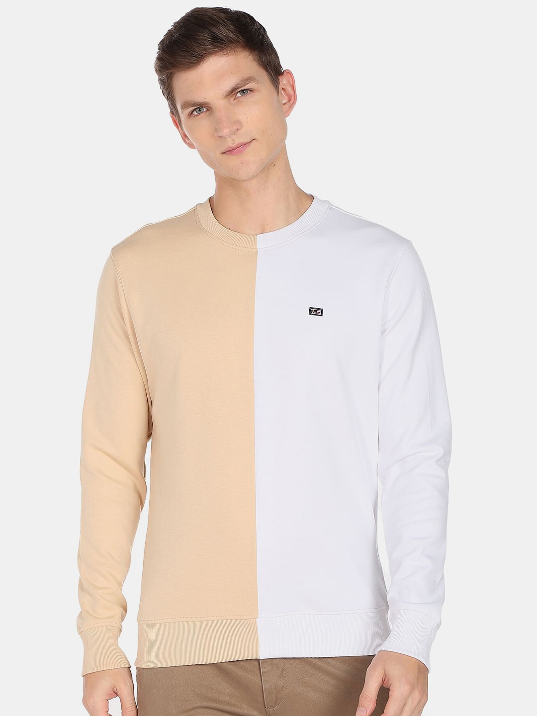 

Arrow Sport Men Colourblocked Sweatshirt, Beige