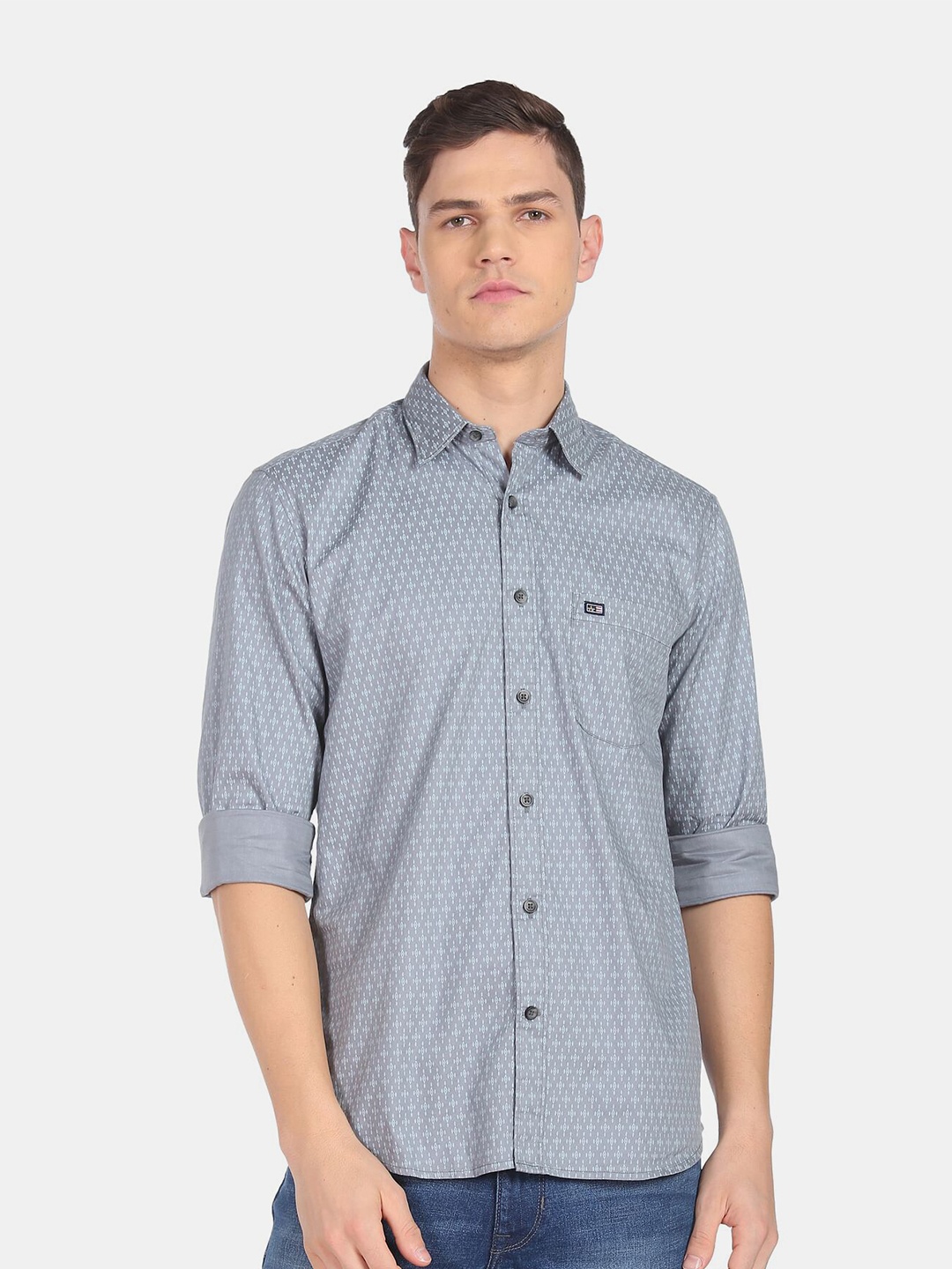 

Arrow Sport Men Slim Fit Printed Cotton Casual Shirt, Grey