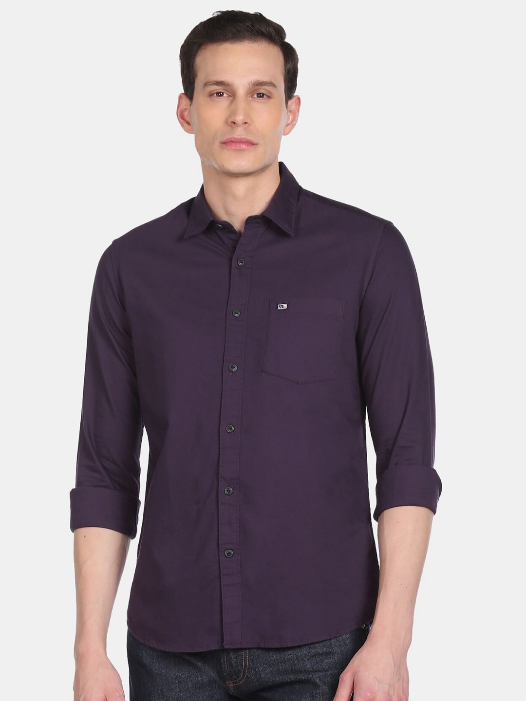 

Arrow Sport Men Slim Fit Solid Cotton Casual Shirt, Purple