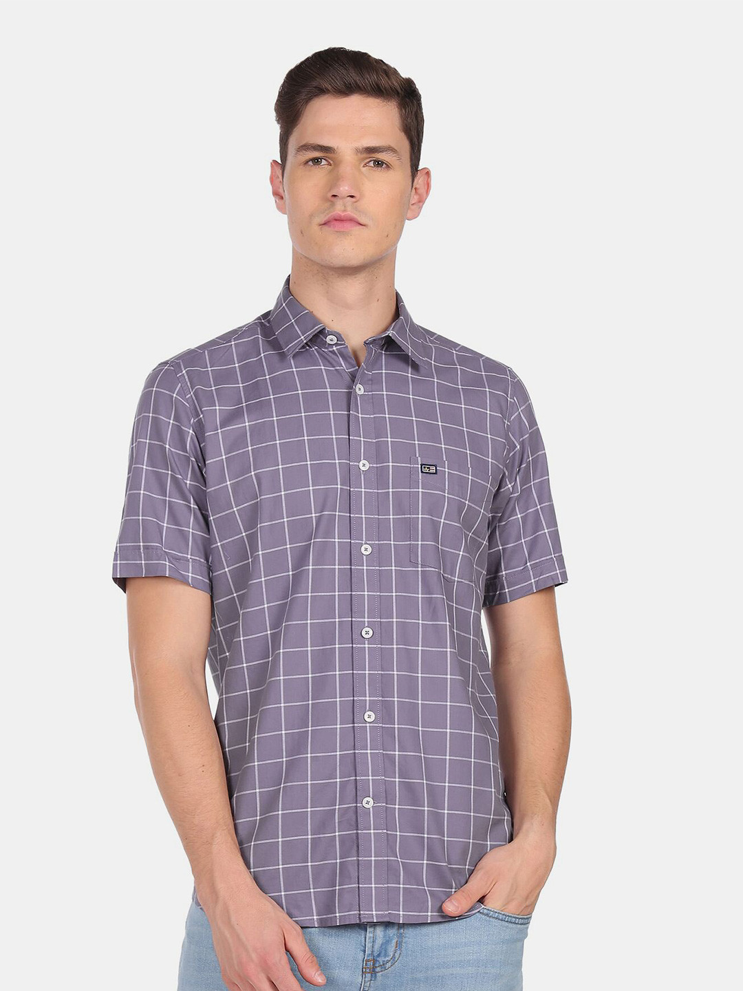 

Arrow Sport Men Regular Fit Checked Cotton Casual Shirt, Purple