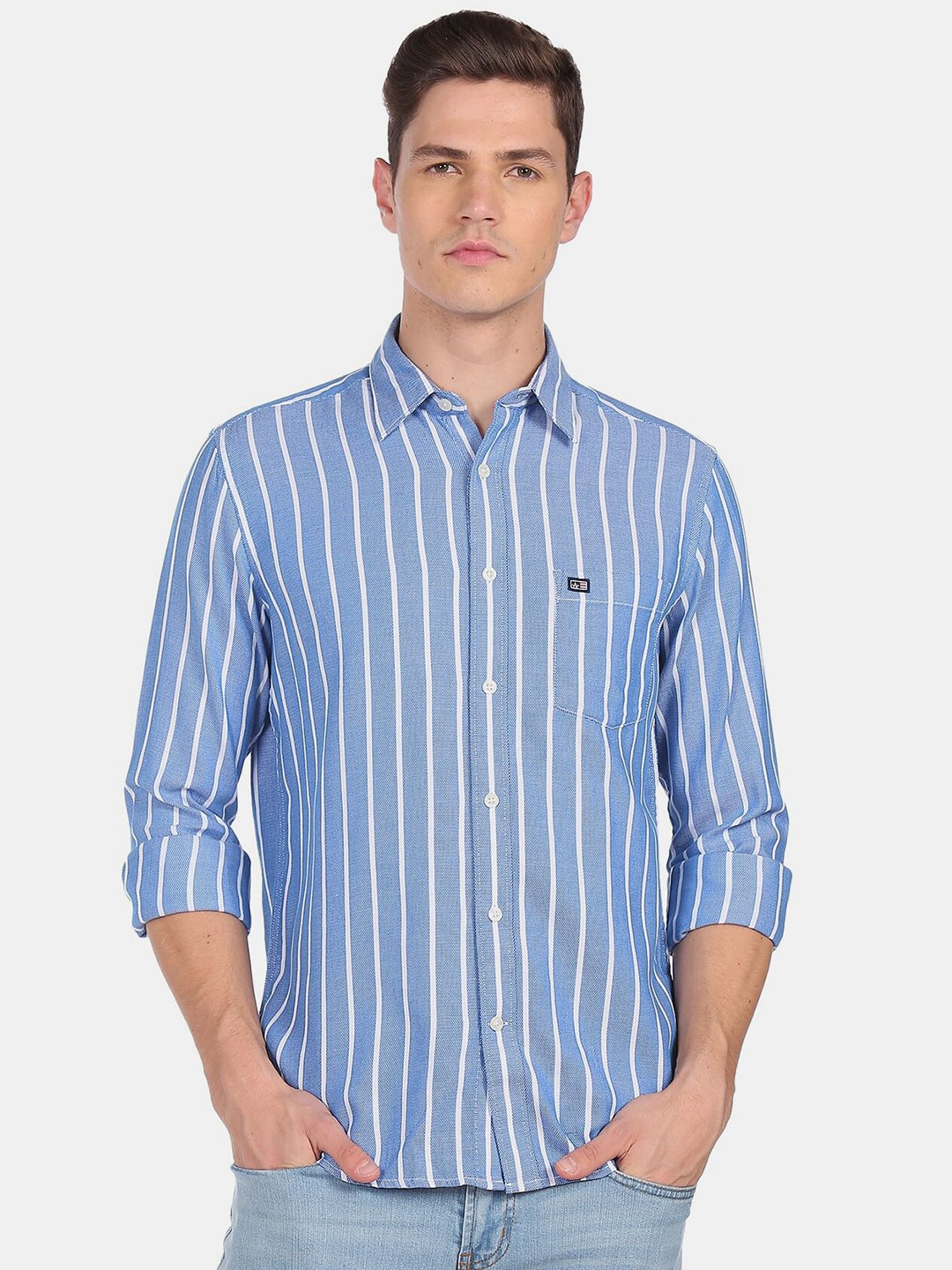

Arrow Sport Men Regular Fit Striped Cotton Casual Shirt, Blue