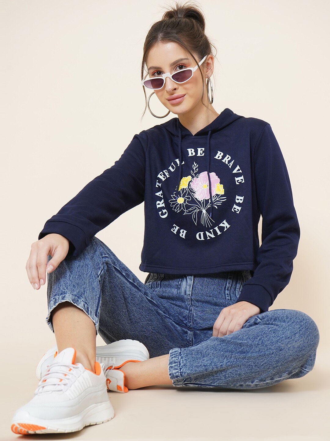 

DressBerry Women Printed Sweatshirt, Navy blue