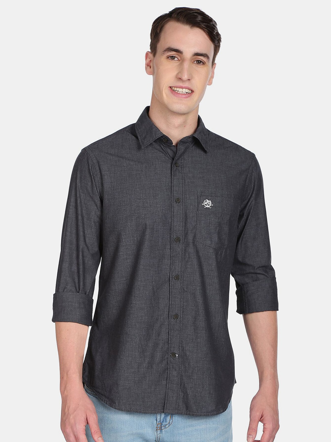 

U S Polo Assn Men Regular Fit Solid Cotton Casual Shirt, Black