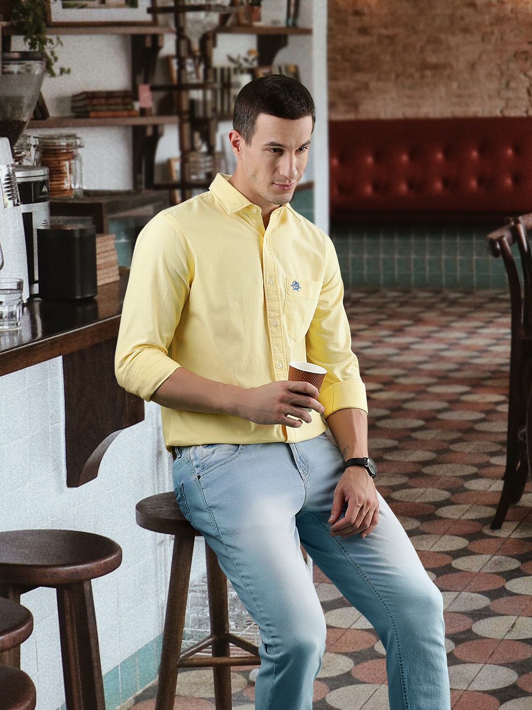 

U S Polo Assn Men Regular Fit Solid Cotton Casual Shirt, Yellow