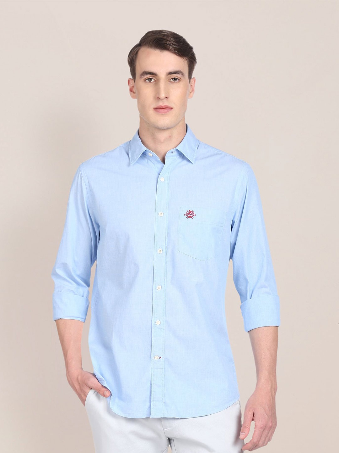 

U S Polo Assn Men Regular Fit Solid Cotton Casual Shirt, Blue