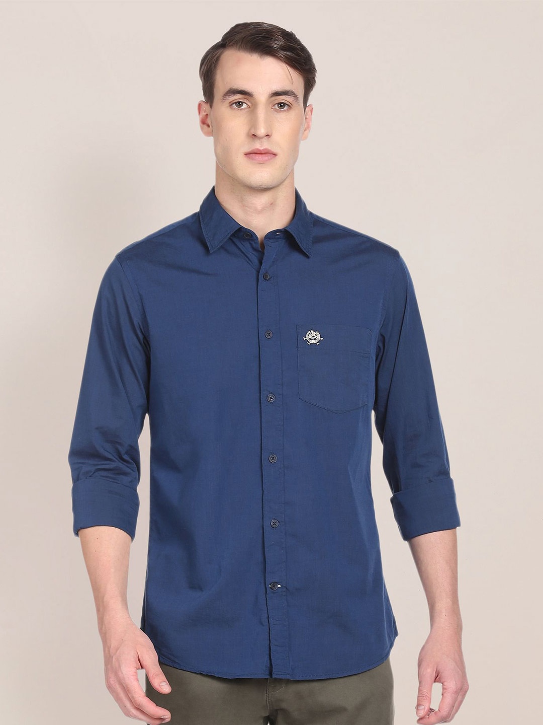 

U S Polo Assn Men Regular Fit Solid Cotton Casual Shirt, Blue