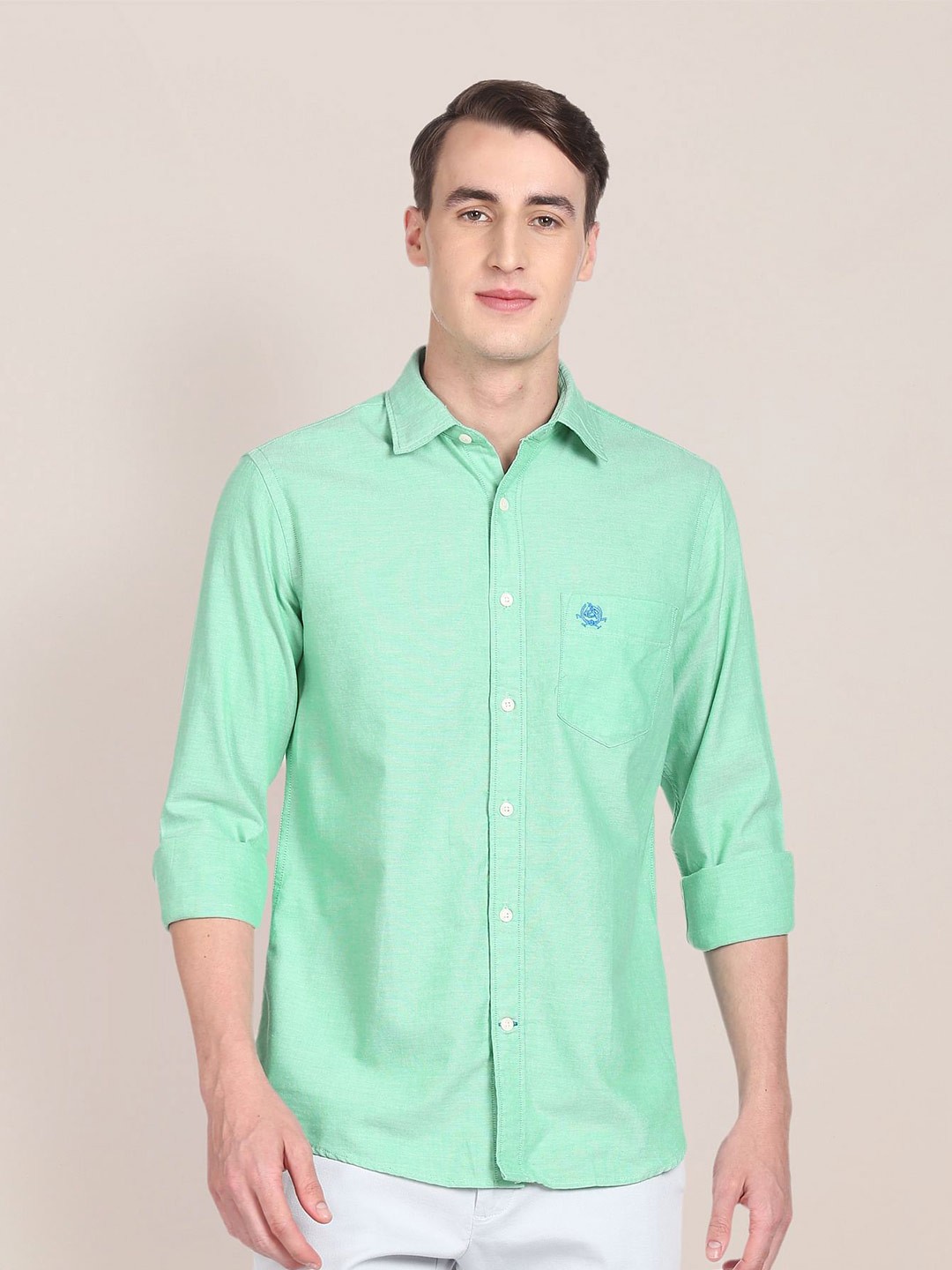 

U S Polo Assn Men Regular Fit Solid Cotton Casual Shirt, Green
