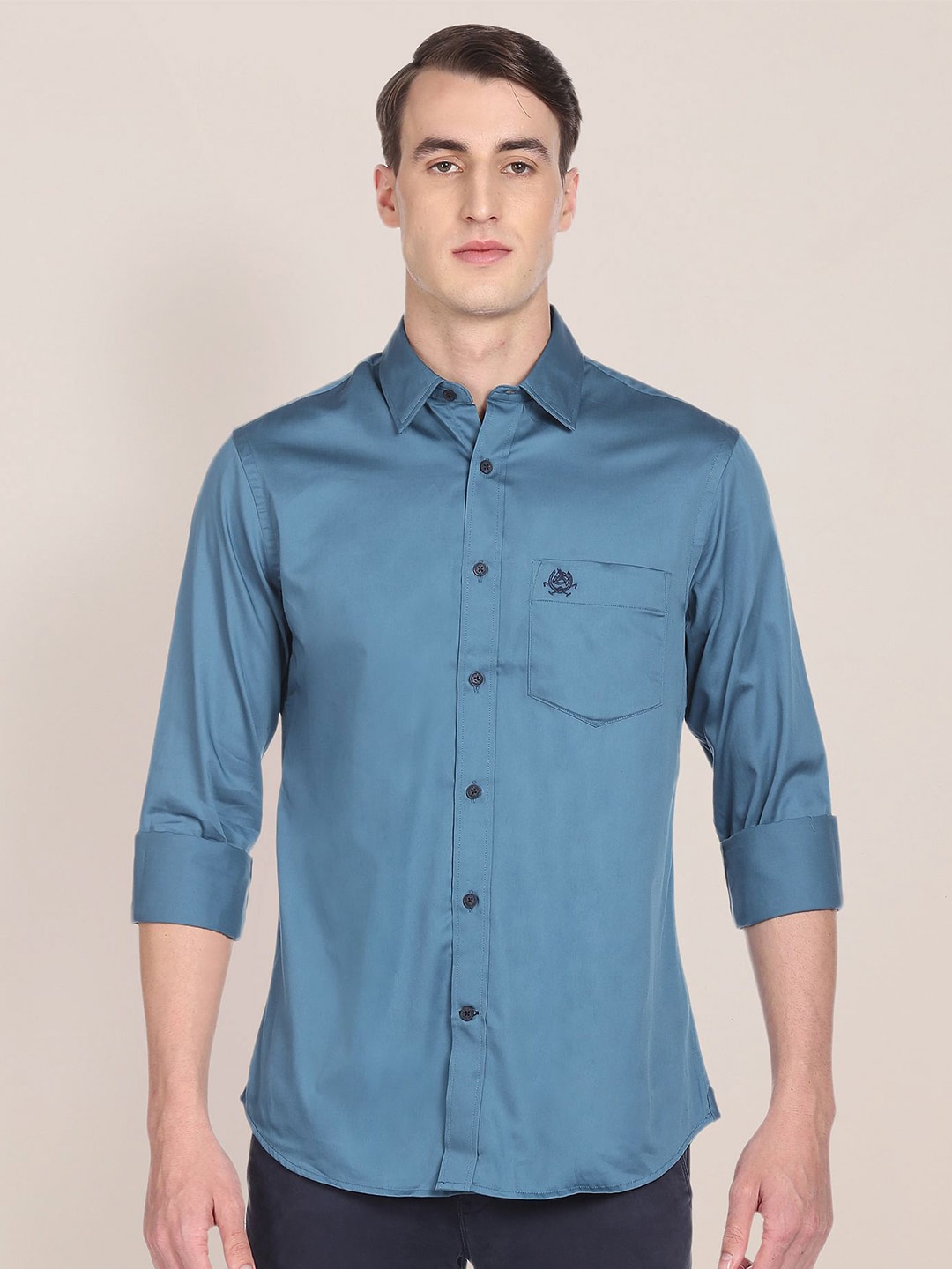 

U S Polo Assn Men Regular Fit Solid Cotton Casual Shirt, Blue