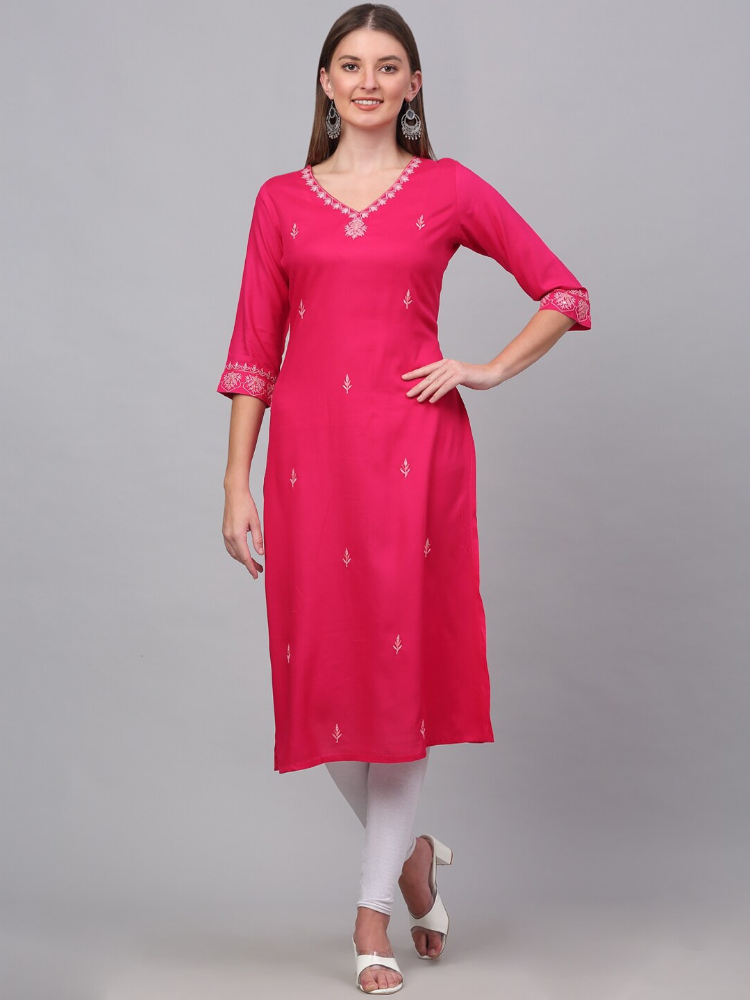 

KALINI Women Pink Ethnic Motif Embroidered Kurta
