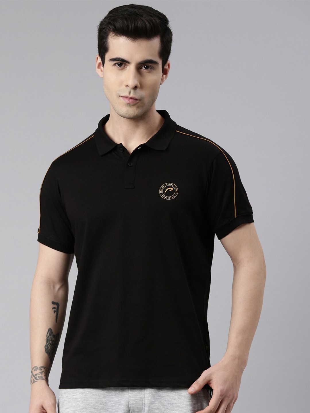 

Proline Active Men Black Polo Collar T-shirt