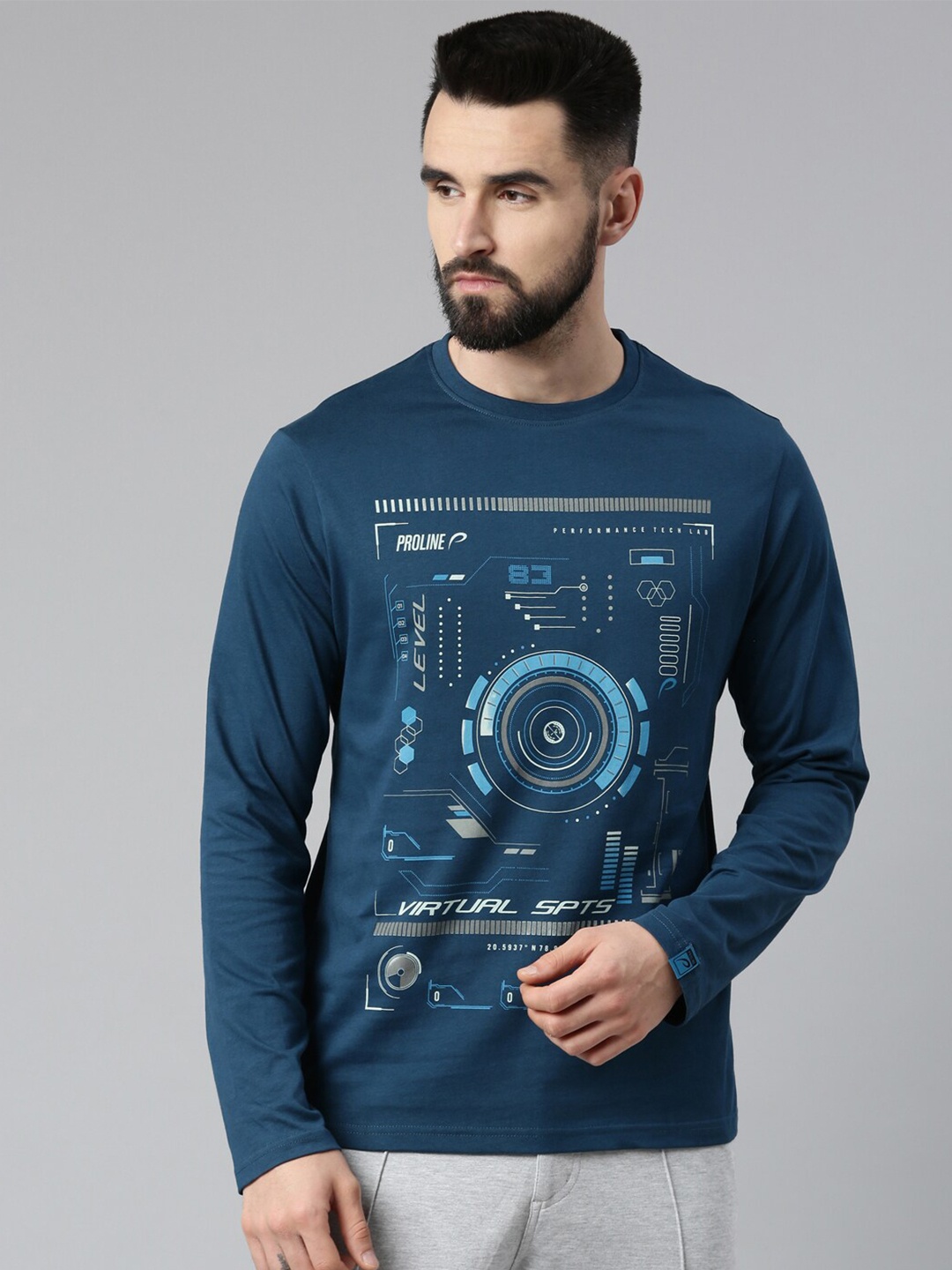 

Proline Active Men Teal Printed T-shirt
