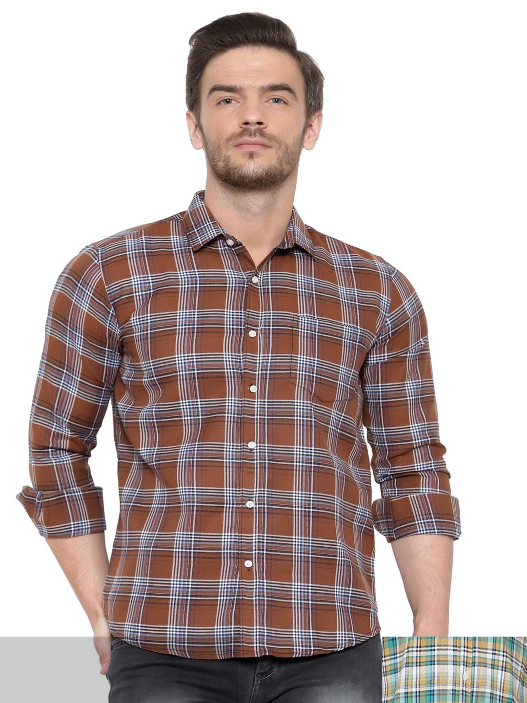 

BAWERIN Men Set Of 2 Original Regular Fit Tartan Checked Casual Shirt, Multi